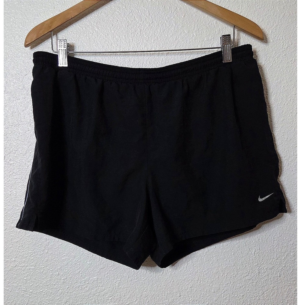 Nike Dri-FIT Black Running Shorts Large Lined Athletic Gym Workout Shorts